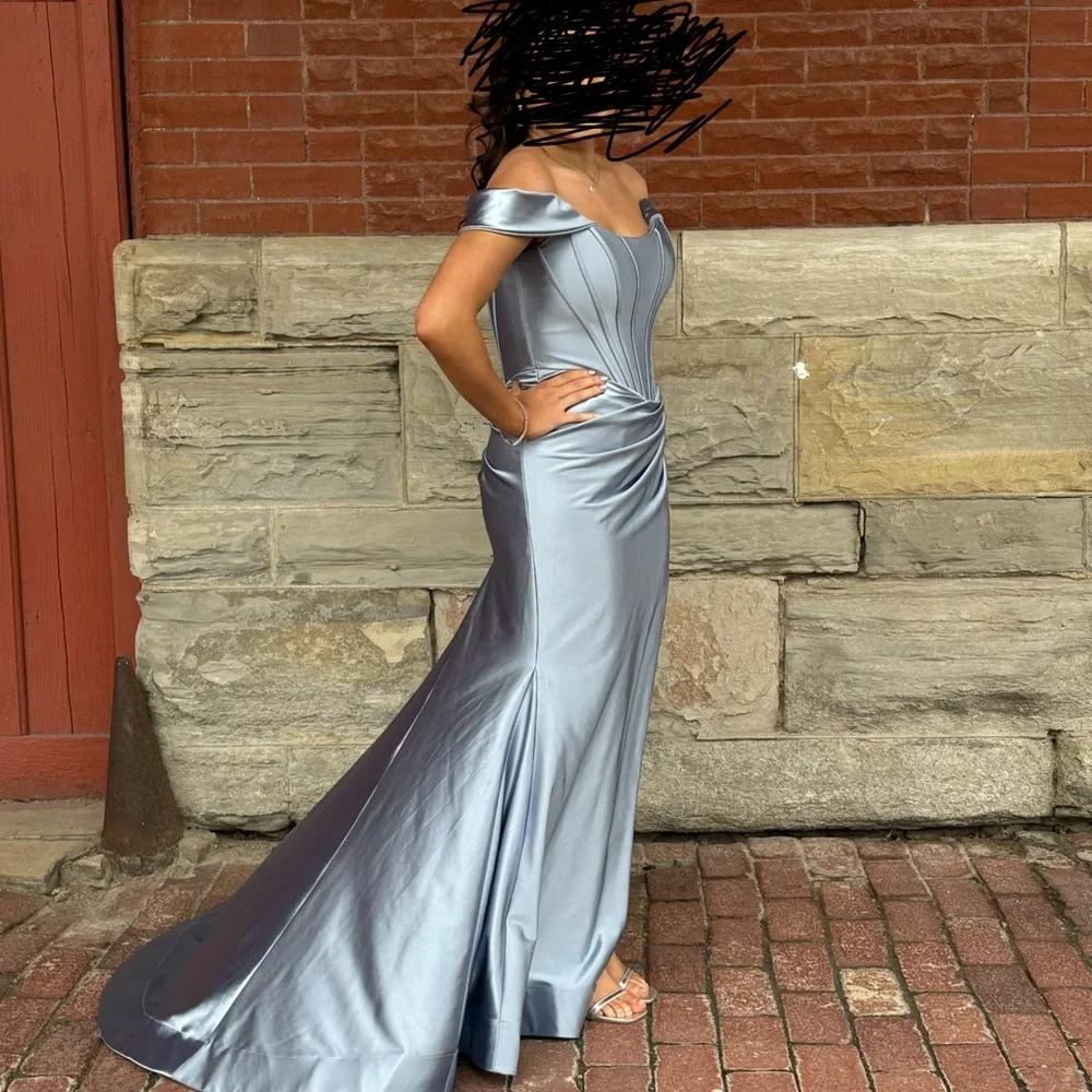 Sherri Hill Light Blue Satin Prom Dress 54923 - Picture 4 of 4